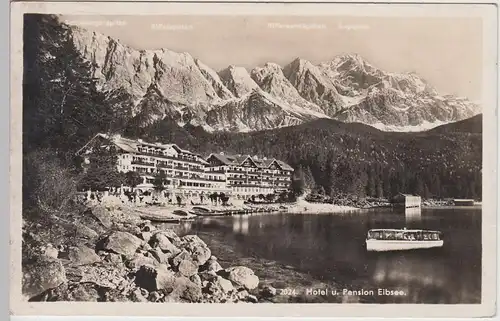 (85843) Foto AK Grainau, Hotel und Eibsee 1935