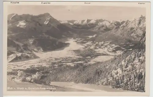 (84954) Foto AK Garmisch Partenkirchen, Blick v. Wank vor 1945