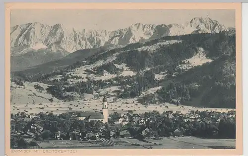 (84943) AK Garmisch, Gesamtansicht m. Dreitorspitze, vor 1945