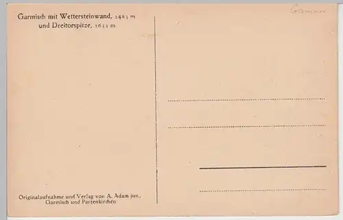 (84943) AK Garmisch, Gesamtansicht m. Dreitorspitze, vor 1945