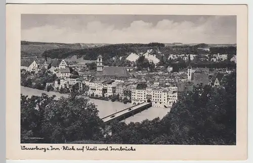 (84929) AK Wasserburg am Inn, Blick a. Stadt u. Innbrücke 1943