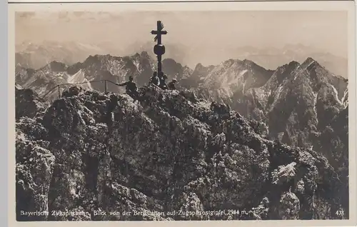 (84902) Foto AK Bayerische Zugspitzbahn, Blick a. Zugspitzostgipfel, vor 1945