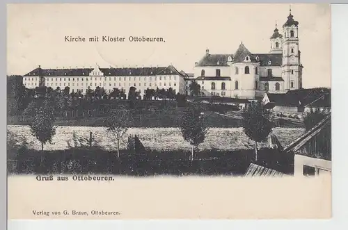 (84709) AK Gruß aus Ottobeuren, Kirche mit Kloster, 1906