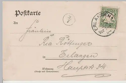 (82789) AK Erlangen, Kgl. Augenklinik u. Loge zu den drei Cedern 1903