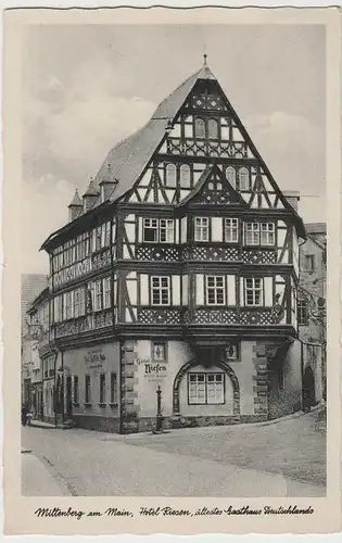 (82717) AK Miltenberg am Main, Hotel "Riesen", vor 1945