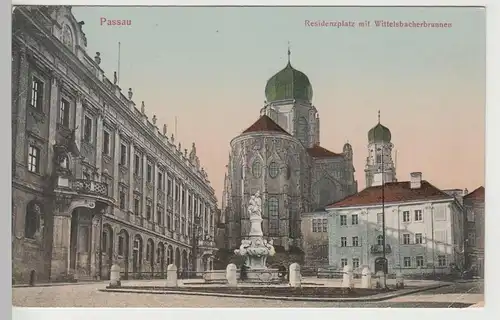 (81947) AK Passau, Residenzplatz m. Wittelsbacherbrunnen, vor 1945