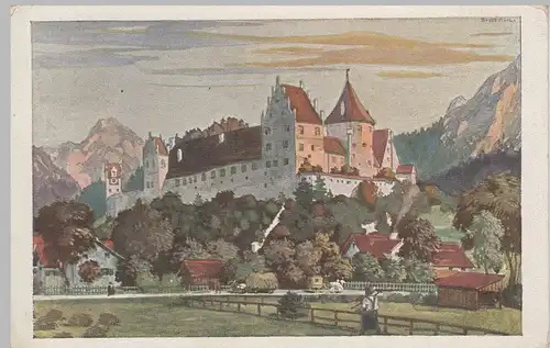 (81850) Künstler AK Stahl: Füssen, Schloss 1911