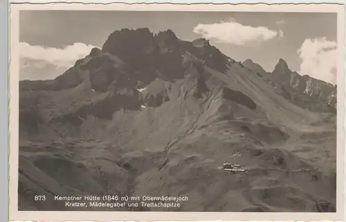 (81815) Foto AK Kemptner Hütte m. Obermädelejoch, Kratzer u.a.