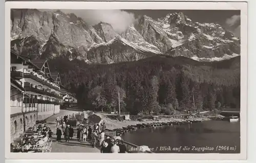 (81764) Foto AK Am Eibsee, Blick auf die Zugspitze, 1951