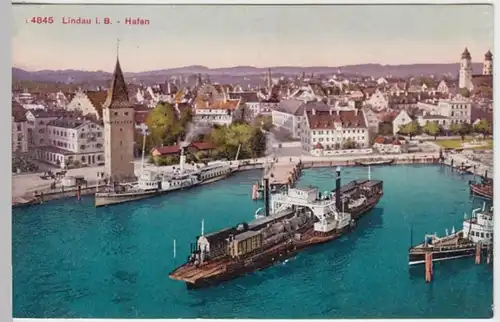 (7973) AK Lindau, Bodensee, Hafen, vor 1945