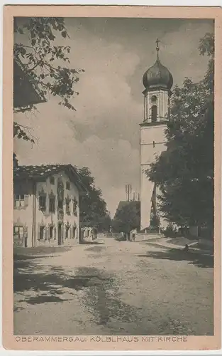 (79558) AK Oberammergau, Kölblhaus mit Kirche, 1925