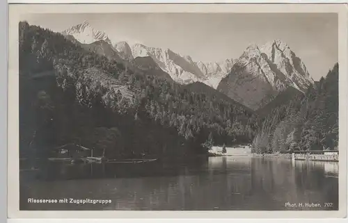 (79009) Foto AK Riessersee mit Zugspitzgruppe, 1929