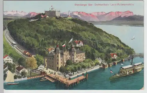 (78326) AK Starnberger See, Drahtseilbahn Leoni-Rottmannshöhe, vor 1920