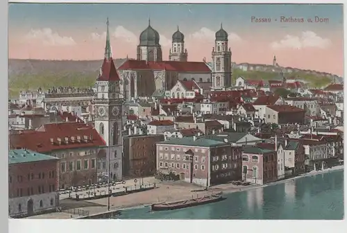 (76005) AK Passau, Dom, Rathaus, Feldpost 1917