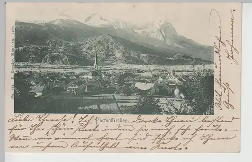 (75929) AK Partenkirchen, Panorama mit Mariä Himmelfahrt 1900