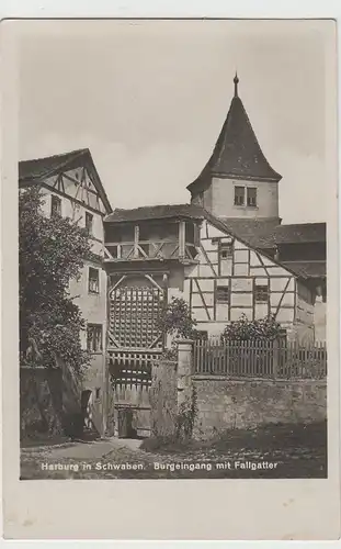 (75654) Foto AK Harburg, Schwaben, Burg, Eingang mit Fallgitter 1921