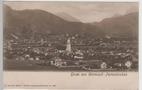 (74605) AK Gruss aus Garmisch Partenkirchen, Panorama, bis 1905