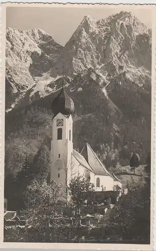 (72876) Foto AK Grainau, Pfarrkirche St. Johannes der Täufer, SSt. 1951