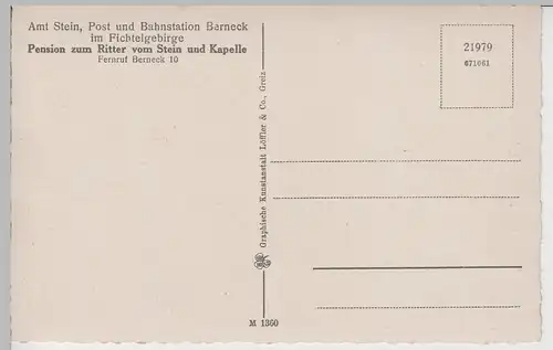 (72442) AK Oelschnitztal, Stein bei Bad Berneck im Fichtelgebirge, v. 1945