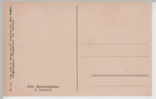 (71782) AK Garmisch, Alte Bauernhäuser, vor 1945