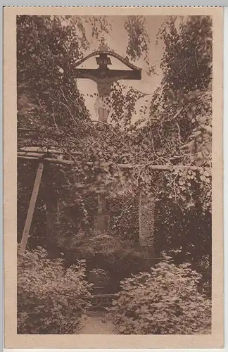 (69984) AK Lautrach, Schutzengelheim Deybach, Kreuz im Garten 1927