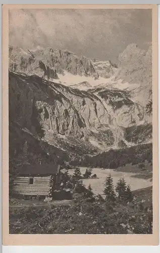 (69879) AK Höllentalangerhütte mit Zugspitze, vor 1945