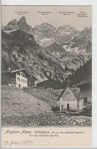 (69875) AK Einödsbach, Oberstdorf, Ansicht mit Kapelle 1904