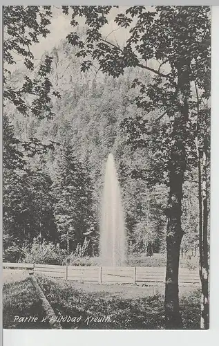 (69831) AK Wildbad Kreuth, Fontäne vor Berg, vor 1945