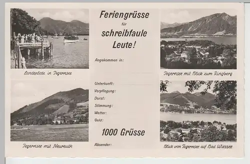 (68384) Foto AK Tegernsee, Karte für schreibfaule Leute, nach 1945