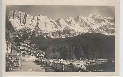 (68365) Foto AK Eibsee, Hotels mit Zugspitze, vor 1945