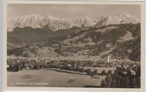 (68326) Foto AK Garmisch, Panorama mit Dreitorspitze, 1934