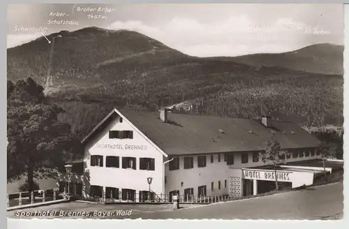 (68282) Foto AK Sporthotel Brennes, Bayr. Wald m. Großer Arber, 1964