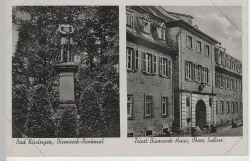 (66502) AK Bad Kissingen, Bismarck-Denkmal, Fürst Bismarck-Haus, 1942