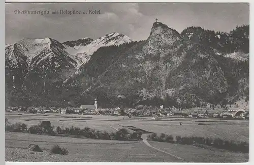 (66271) AK Oberammergau, Gesamtansicht mit Notspitze und Kofel, vor 1945