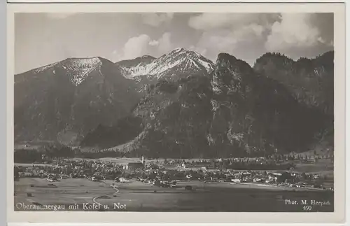 (66266) Foto AK Oberammergau, Gesamtansicht mit Kofel und Not