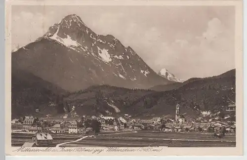 (66148) AK Mittenwald a. Isar, Gesamtansicht gegen Wetterstein, 1936