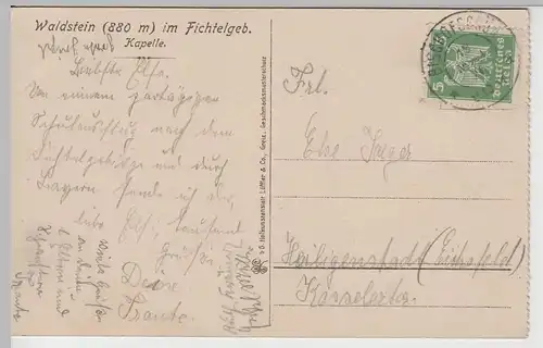 (66147) AK Waldstein im Fichtelgebirge, Kapelle 1926