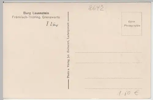 (63933) Foto AK Burg Lauenstein (Frankenwald) vor 1945