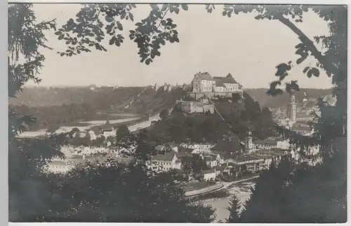 (63668) Foto AK Burghausen, Stadtansicht mit Burg und St. Jakob 1926