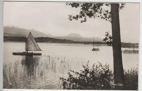 (63650) Foto AK Simssee, Oberbayern, Segelboote, vor 1945