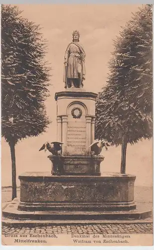 (55644) AK Gruß aus Eschenbach, Wolfram v. Eschenbach Denkmal 1909