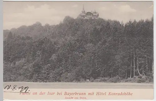 (55572) AK Baierbrunn, Hotel Konradshöhe, Partie an der Isar 1907