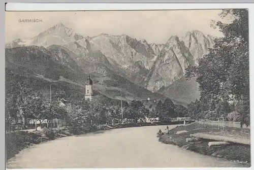 (5499) AK Garmisch, Partnach, Kirche, bis 1935