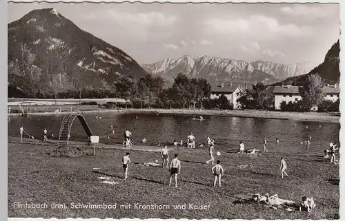 (54046) Foto AK Flintsbach, Schwimmbad m. Kranzhorn u. Kaiser, nach 1962