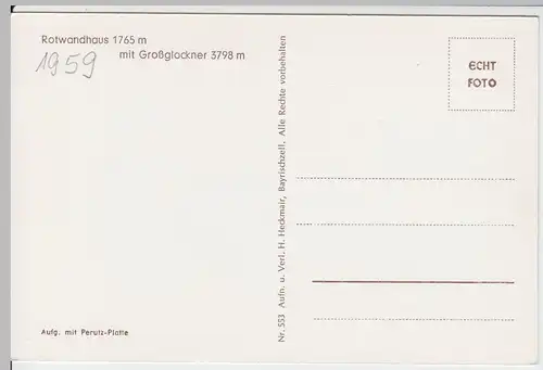 (53932) Foto AK Rotwandhaus im Mangfallgebirge, 1959