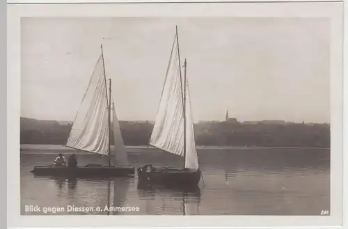 (51733) Foto AK Ammersee, Segelboote, Blick gegen Diessen, 1931