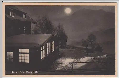 (51552) AK Immenstadt, Rieder-Alm bei Nacht, vor 1945
