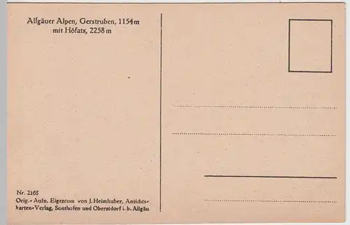 (50911) AK Gerstruben mit Höfats, vor 1945