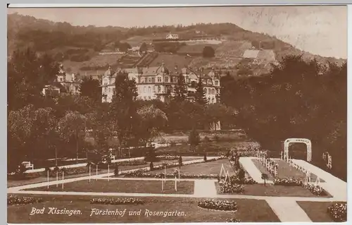 (50214) Foto AK Bad Kissingen, Fürstenhof und Rosengarten, 1927