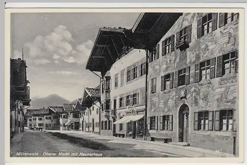 (50193) AK Mittenwald, Oberer Markt mit Neunerhaus